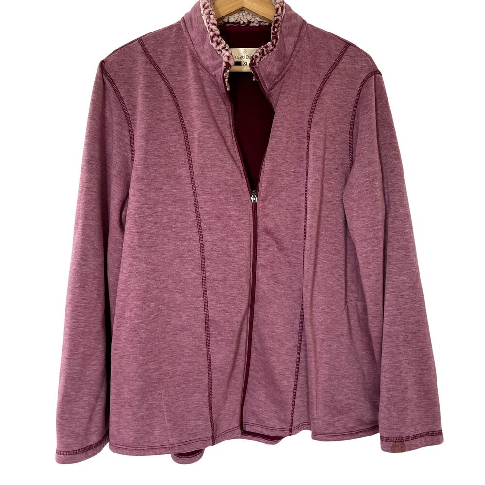 CuddlDuds purple pink full zip fleece lined comfortable sweater‎ women's XL